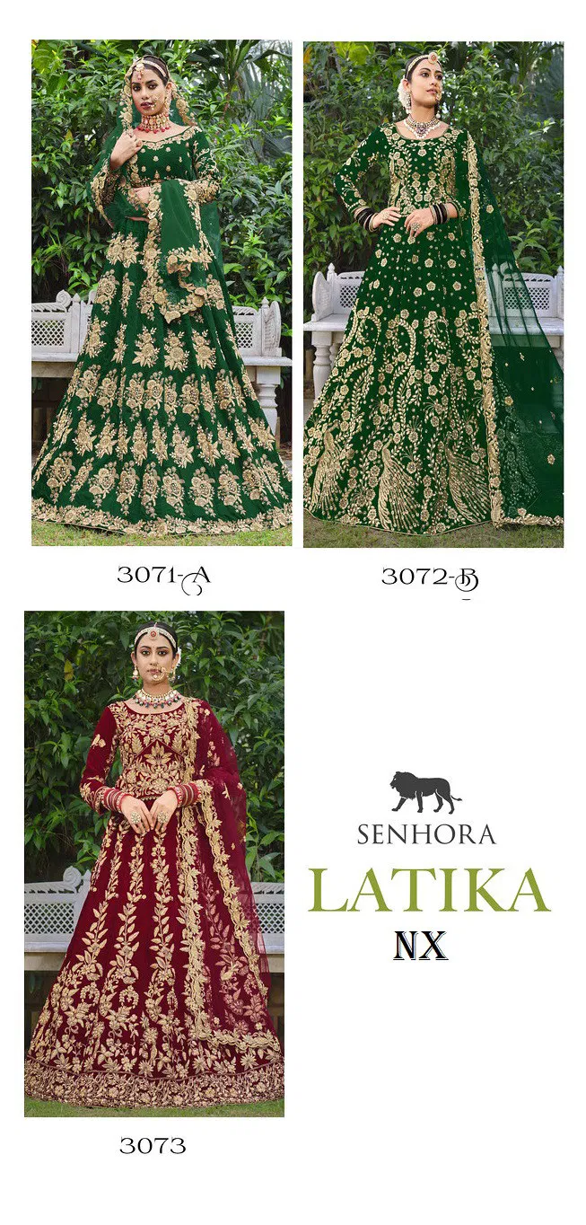 Senhora Latika Nx Designer Velvet Bridal Lehega Choli Collection